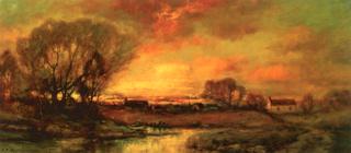 Sunset over a Farm