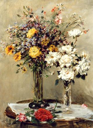 Flowers in Two Glass Vases