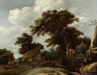 Landscape with Farmyard and a Figure by a Well