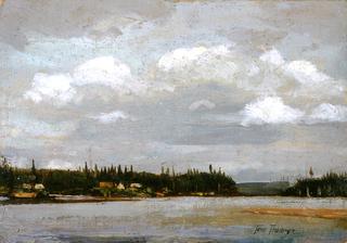 View over a Lake: Shore with Houses