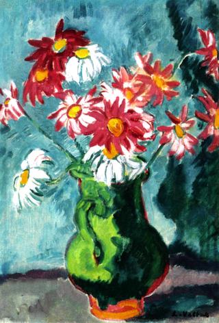 Green Jug with Daisies