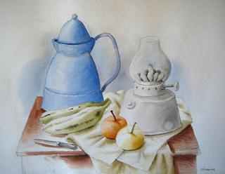 Still Life with Coffee Pot and Lamp