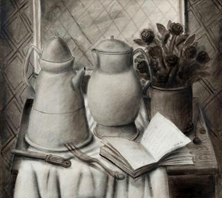 Still Life with Coffee Pot and Flowers