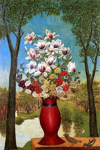 Bouquet of Magnolias in a Landscape