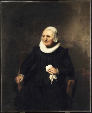 一个拿着手帕坐着的女人的画像