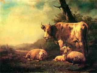 Cattle and Sheep in a Landscape