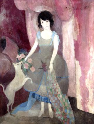 Young Woman with Dog