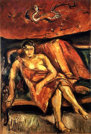 Woman on a Green Sofa