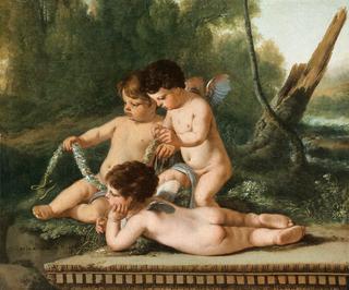 Putti Holding a Garland of Flowers