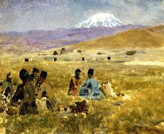 Persians Lunching on the Grass, Mt. Ararat in the Distance