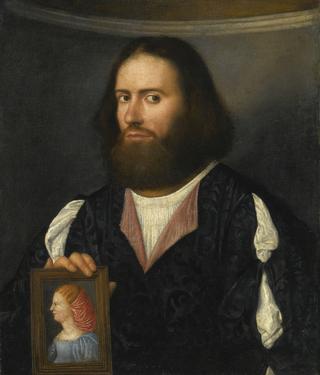 Portrait of a Gentleman, Half Length, Holding a Portrait of a Lady