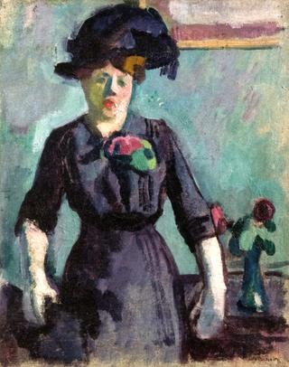 Young Woman in a Large Hat