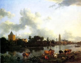 View of Loenen aan de Vecht with Cronenburch Castle