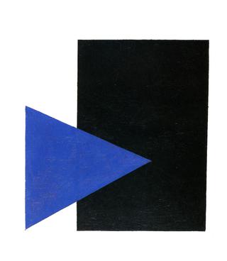 Suprematist Painting. Black Rectangle, Blue Triangle