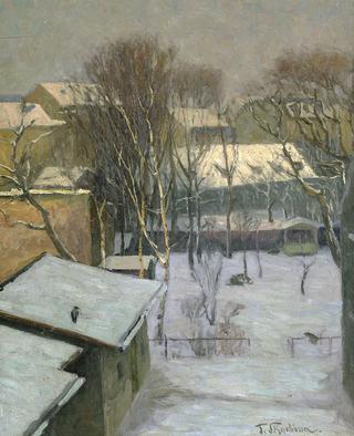 View from the Berlin studio window in winter