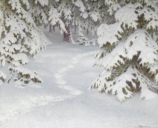 Winter Landscape with Snow-covered Fir-trees