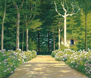 Hydrangeas on a Garden Path