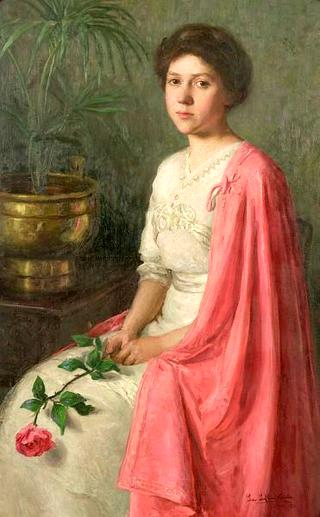 Portrait of a Young Woman in a Pink Cape