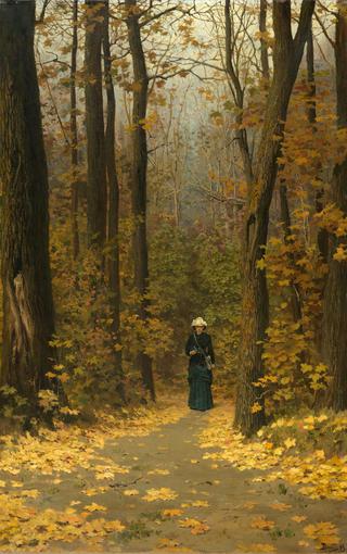 Woman Walking on a Forest Trail