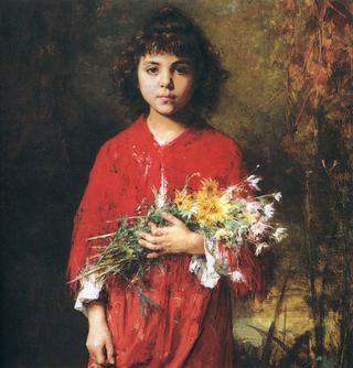 Portrait of a young girl with flowers