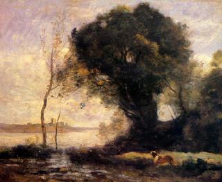 Pond with Dog