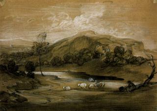 Wooded Landscape with Shepherd and Sheep