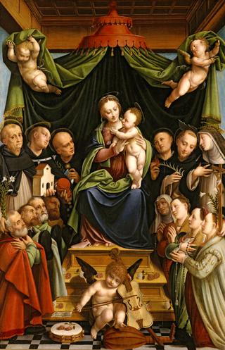 圣母玛利亚和圣子登基与圣徒们和捐赠者们