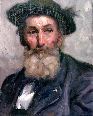 戴帽子的大胡子男人的肖像