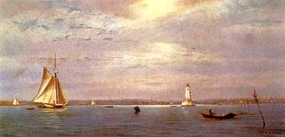 Robin's Reef Lighthouse off Tomkinsville, New York Harbor