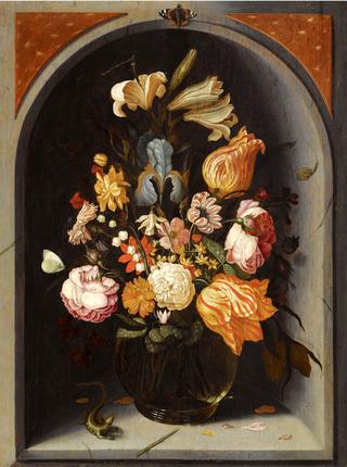 A Still Life of Tulips, Lillies, Moss Roses, an Iris and Other Flowers