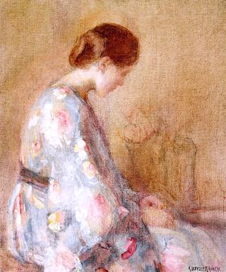 Seated Woman in a Blue Kimono