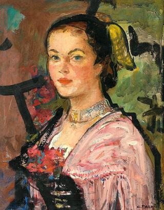 Portrait of a Young Woman in Traditional Costume
