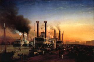 Giant Steaamboats at the Levee in New Orleans
