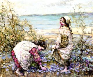 Collecting Violets at Brighouse Bay