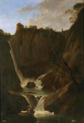 View of the Waterfall at Tivoli, with Fishermen