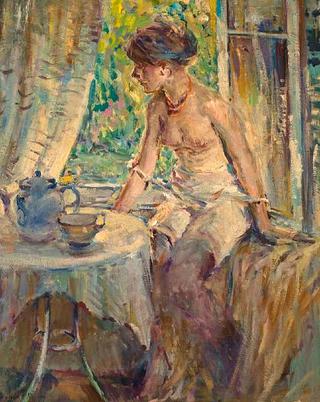 Seated Nude at Tea Table