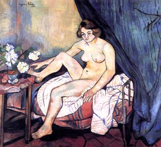 Nude Seated on a Bed