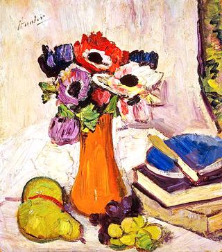 Still Life with Anemones and Fruit