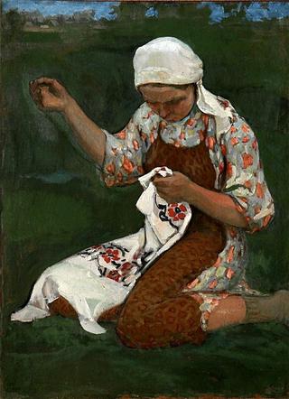 Woman Embroidering