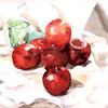 静物画：苹果和绿色玻璃