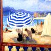 戛纳，蓝色的阳伞和帐篷