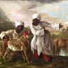 “猎虎肖像”：印度猎豹，两名随从和一只雄鹿