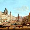 Rome, Piazza Navona with Palazzo Pamphilj and the churches of Sant’Agnese in Agone and San Giacomo d