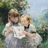 两个女孩在看书