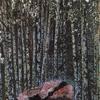 纳德什达·扎贝拉·沃鲁贝尔的肖像，背景是桦树