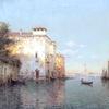 威尼斯运河上的平底船