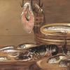 桌上有鱼和龙虾的静物画