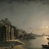 约克水门和阿德尔菲河，伦敦，月光下