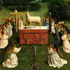 根特祭坛画：崇拜神秘羔羊，羔羊与跪天使的细节