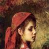 一个戴红头巾的年轻女孩的画像
